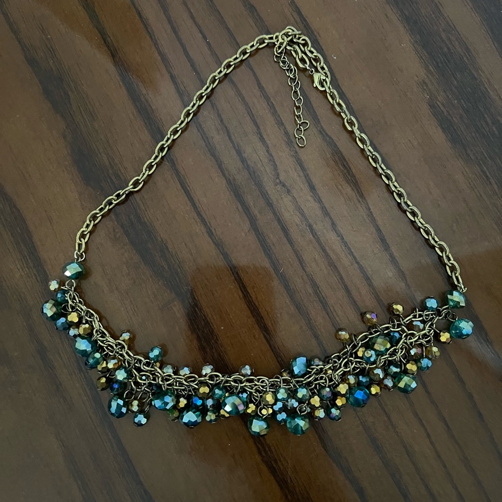 Elegant Gold and Blue Beaded Necklace